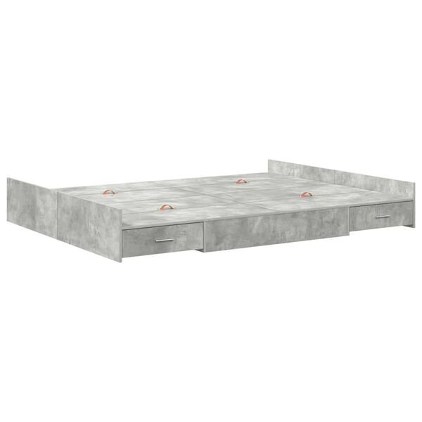 vidaXL Cama con almacenamiento con cabecera Gris Concreto 150 x 200 cm