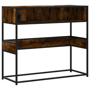 vidaXL Mesa consola de madera de ingenier&iacute;a roble ahumado 90x35x80 cm