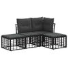 vidaXL Conjunto de sof&aacute;s de exterior con coj&iacute;n 4 pcs Negro Poli&eacute;ster