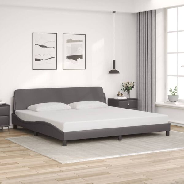 vidaXL Estructura de cama Dover cuero sint&eacute;tico gris 200x200 cm