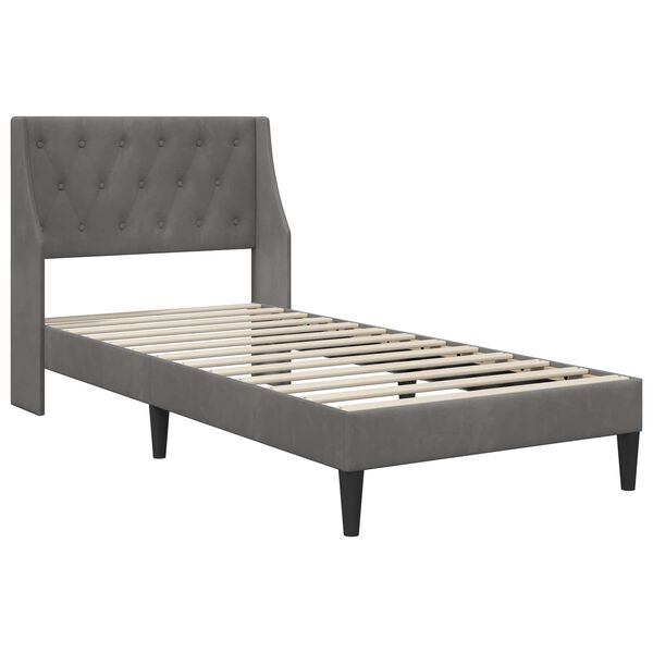 vidaXL Estructura de cama con colch&oacute;n Gris oscuro 90 x 190 cm