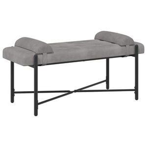 vidaXL Banco con Botones y Cojines Gris Claro 110 x 40 x 46 cm