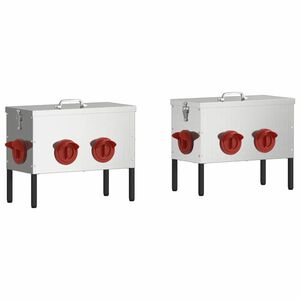 vidaXL Comedero para pollos 2 pcs Plateado 41,5 x 20,5 x 33 cm