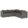 vidaXL Set de muebles de jard&iacute;n 5 pzas y cojines rat&aacute;n sint&eacute;tico gris