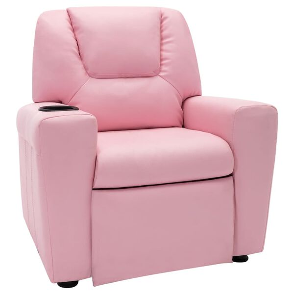 vidaXL Sill&oacute;n reclinable para ni&ntilde;os cuero sint&eacute;tico rosa
