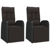 vidaXL Sillones de jard&iacute;n reclinables con cojines 2 uds rat&aacute;n PE negro