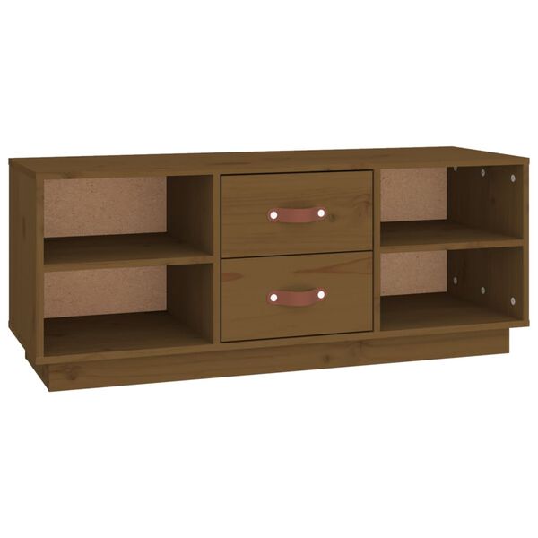 vidaXL Mueble de TV madera maciza de pino marr&oacute;n miel 100x34x40 cm