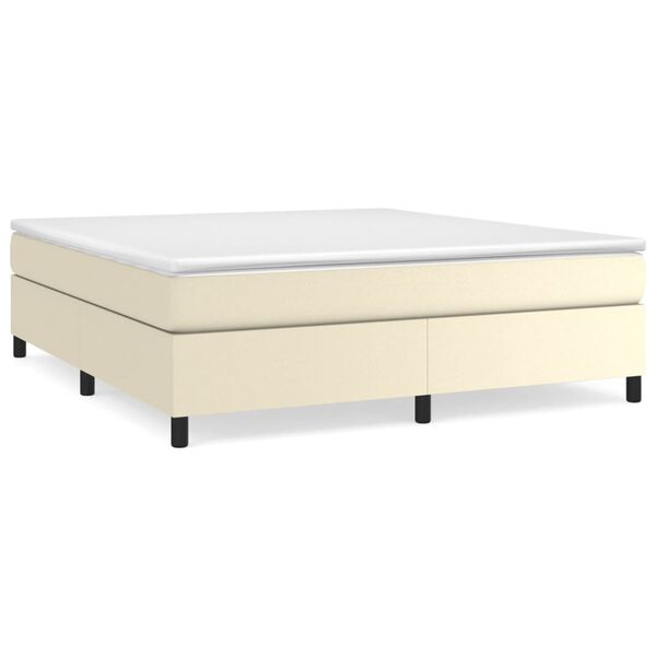 vidaXL Estructura de cama con somier cuero sint&eacute;tico crema 160x200 cm