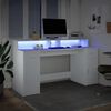 vidaXL Escritorio con luz LED madera ingenier&iacute;a blanco 160x55x91 cm