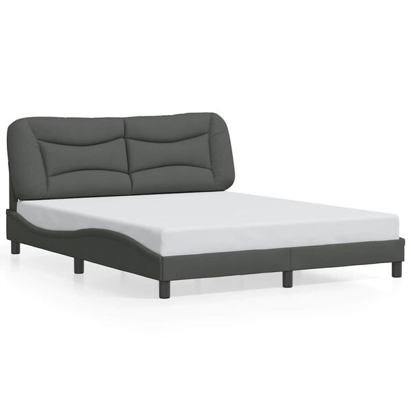 vidaXL Estructura de cama sin colch&oacute;n Hvar de tela gris oscuro 160x200 cm