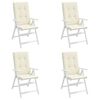 vidaXL Cojín silla de jardín respaldo alto 4 uds tela crema 120x50x3cm