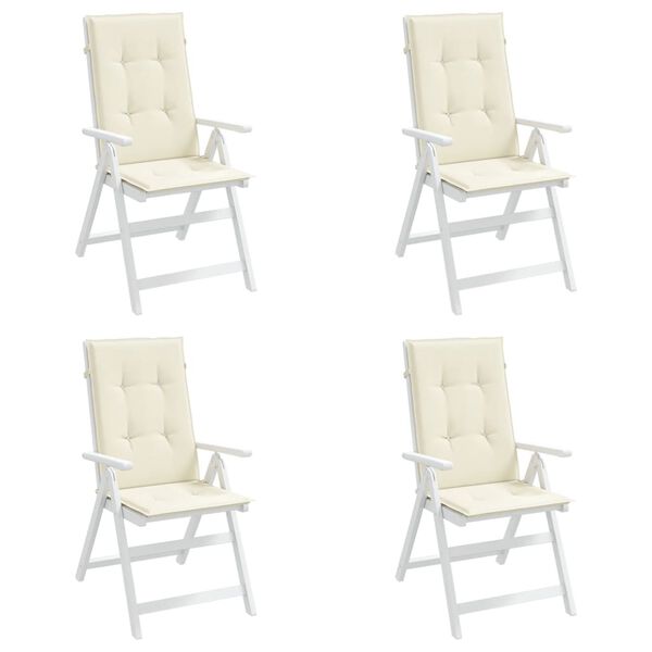 vidaXL Cojín silla de jardín respaldo alto 4 uds tela crema 120x50x3cm