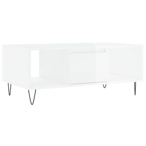 vidaXL Mesa de centro madera contrachapada blanco brillo 90x50x36,5 cm