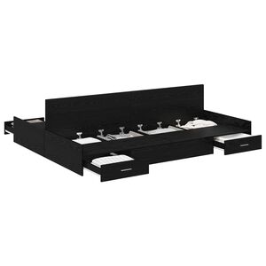 vidaXL Cama con almacenamiento con cabecera Roble Negro 140 x 200 cm