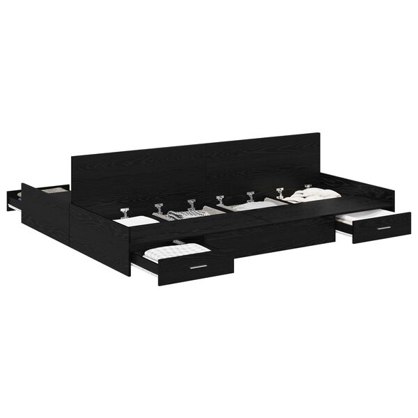 vidaXL Cama con almacenamiento con cabecera Roble Negro 140 x 200 cm