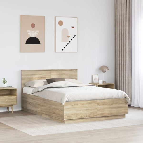 vidaXL Estructura de cama con cabecera Roble Sonoma 150 x 200 cm