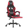 vidaXL Silla gaming giratoria y reposapiés cuero sintético negro rojo