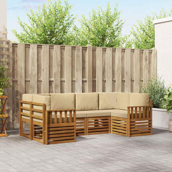 vidaXL Conjunto de Sof&aacute; Seccional con coj&iacute;n 6 pcs Natural