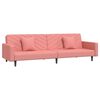 vidaXL Sof&aacute; cama de 2 plazas con dos almohadas terciopelo rosa
