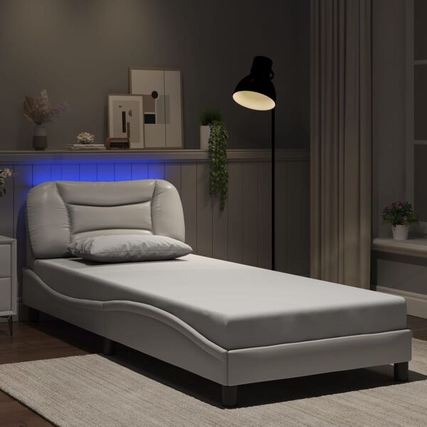 vidaXL Estructura de cama con LED sin colchón Hvar blanco 80x200 cm