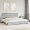 vidaXL Cama con almacenamiento con cabecera Gris Sonoma 200 x 200 cm