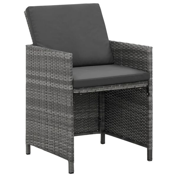 vidaXL Set comedor de jardín 5 piezas con cojines ratán sintético gris