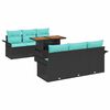 vidaXL Conjunto de sof&aacute; de jard&iacute;n 7 uds. Negro Polirat&aacute;n