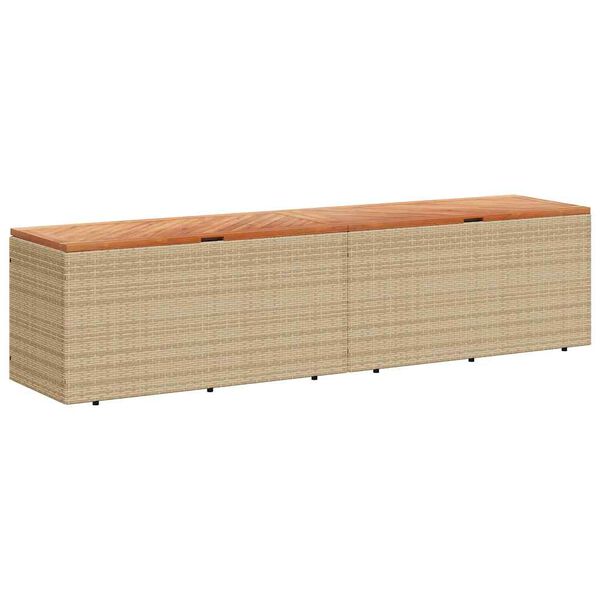vidaXL Caja de almacenaje jard&iacute;n madera acacia rat&aacute;n beige 220x50x54cm