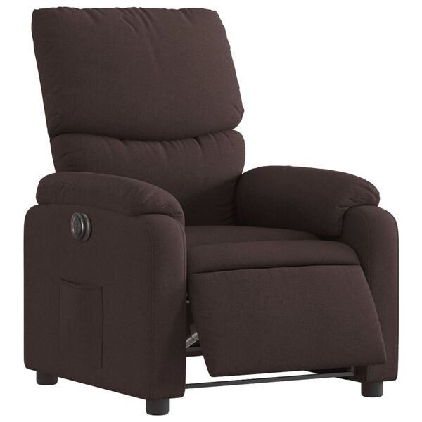 vidaXL Sillón reclinable eléctrico tela marrón oscuro