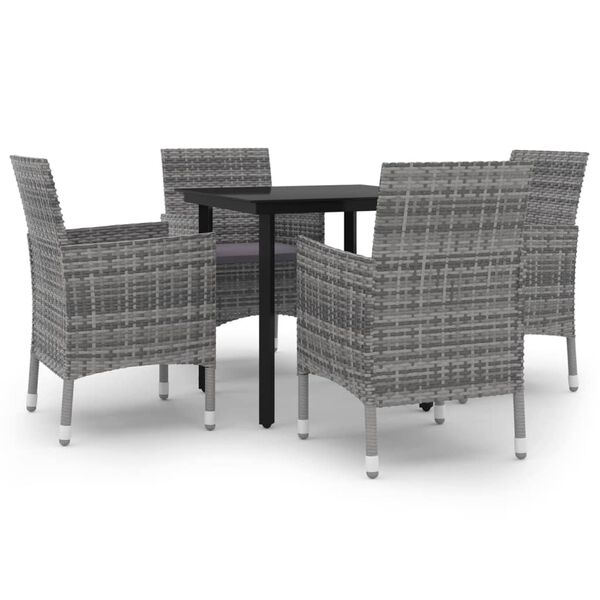 vidaXL Set comedor de jardín 5 pzas y cojines ratán sintético y vidrio