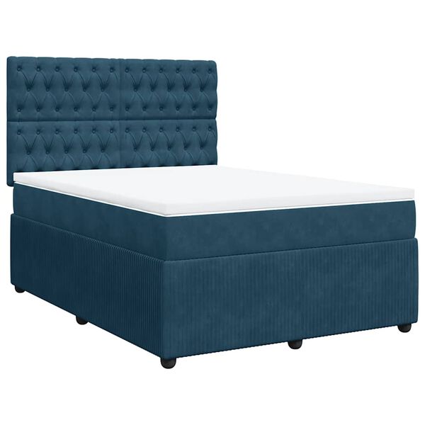 vidaXL Cama box spring con colch&oacute;n terciopelo azul 140x200 cm