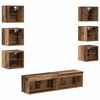 vidaXL Mueble de TV 8 uds. Madera envejecida Cristal