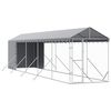 vidaXL Perrera de exterior con toldo acero galvanizado plata 2x10x2,5m