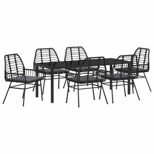 vidaXL Conjunto de Comedor de Jard&iacute;n 7 pcs Negro rat&aacute;n sint&eacute;tico