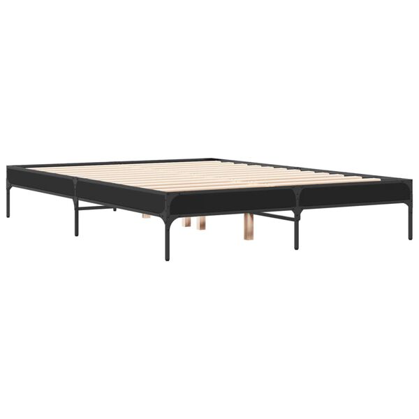 vidaXL Estructura de cama madera de ingenier&iacute;a y metal negro 120x190cm