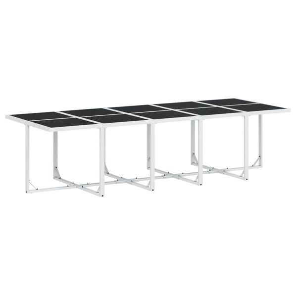 vidaXL Juego de comedor de jardín 11 pzas con cojines textilene blanco