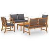 vidaXL Muebles de jard&iacute;n 5 pzas cojines madera maciza de acacia