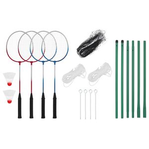 vidaXL Set de b&aacute;dminton con 4 raquetas y red 620x151 cm