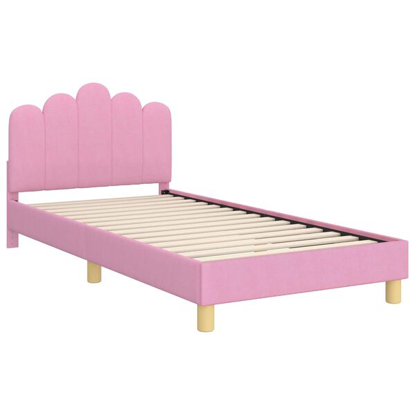 vidaXL Cama para ni&ntilde;os con cabecero con cabecera Rosa 90 x 190 cm tela
