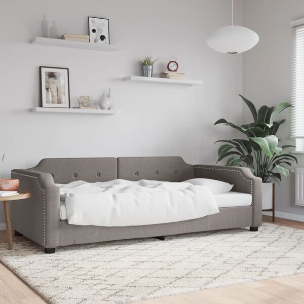 vidaXL Sof&aacute; cama sin colch&oacute;n tela gris taupe 80x200 cm