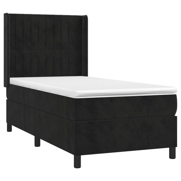 vidaXL Cama box spring con colch&oacute;n cuero sint&eacute;tico negro 90x190 cm