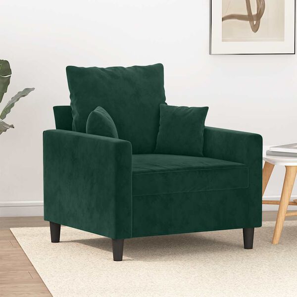 vidaXL Sill&oacute;n de terciopelo verde oscuro 60 cm