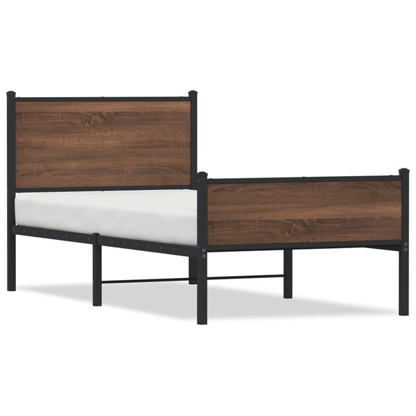 vidaXL Estructura de cama sin colchón metal marrón roble 75x190 cm