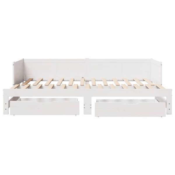 vidaXL Sof&aacute; cama nido con cajones sin colch&oacute;n blanco 90x190 cm