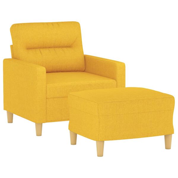 vidaXL Sill&oacute;n con taburete tela amarillo claro 60 cm