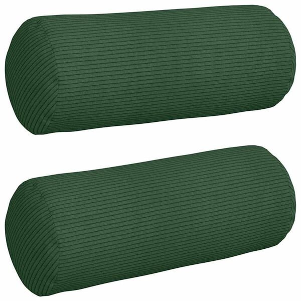 vidaXL Cojines Bolster 2 pcs Verde oscuro &Oslash; 15 x 40 cm Tela de pana