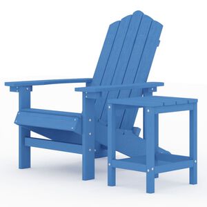 vidaXL Silla de jard&iacute;n Adirondack con mesa HDPE azul aguamarina
