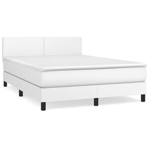 vidaXL Cama box spring con colch&oacute;n cuero sint&eacute;tico blanco 140x190 cm
