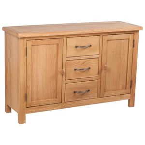 vidaXL Aparador grande 3 cajones madera maciza roble 110x33,5x70 cm
