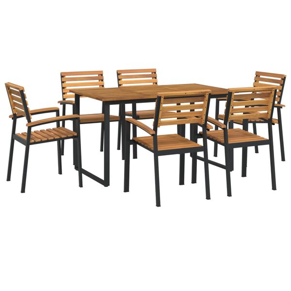 vidaXL Juego de comedor de jard&iacute;n 7 pzas madera maciza acacia y metal